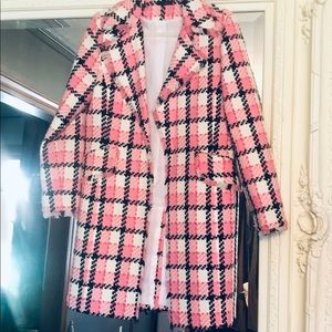WDNY lightweight Houndstooth long coat